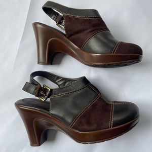 Tommy Hilfiger Patchwork Brown Suede Platform Mules (size 8)